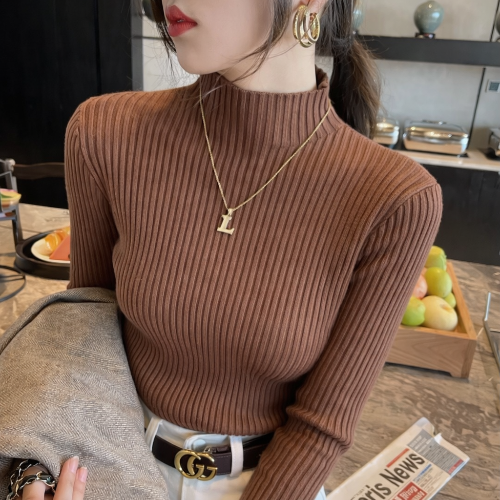 Suéter Ajustado Mujer Cuello Alto