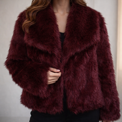 Abrigo Faux Fur Elegante Mujer