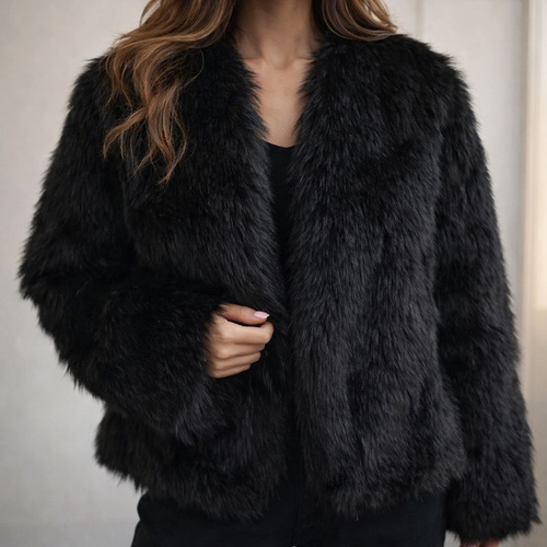 Abrigo Faux Fur Elegante Mujer